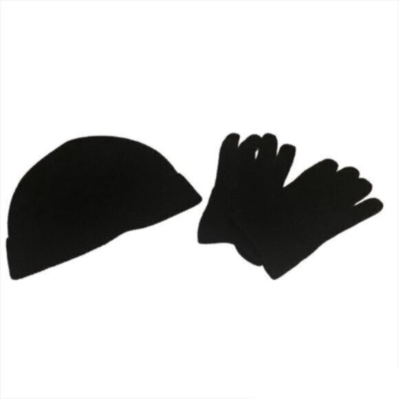 NWT PHENIX Black Cashmere Knit Winter Warm Comfy Cozy Gorpcore Hat & Gloves Set - Picture 6 of 6